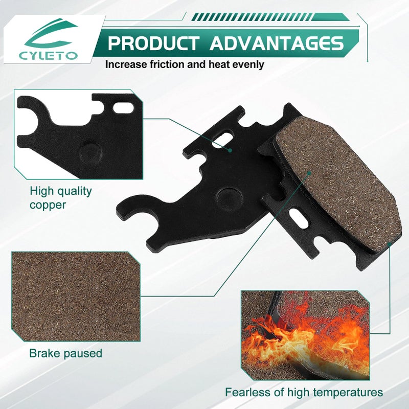 Cyleto Kodiak 400 Brake Pads for YAMAHA YFM400 Kodiak 400 2000 2001 2002 2005 2006 / YFM 400 Grizzly 2007 2008 - Image 2